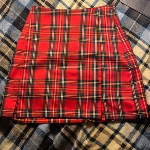 Brandy Melville red plaid skirt